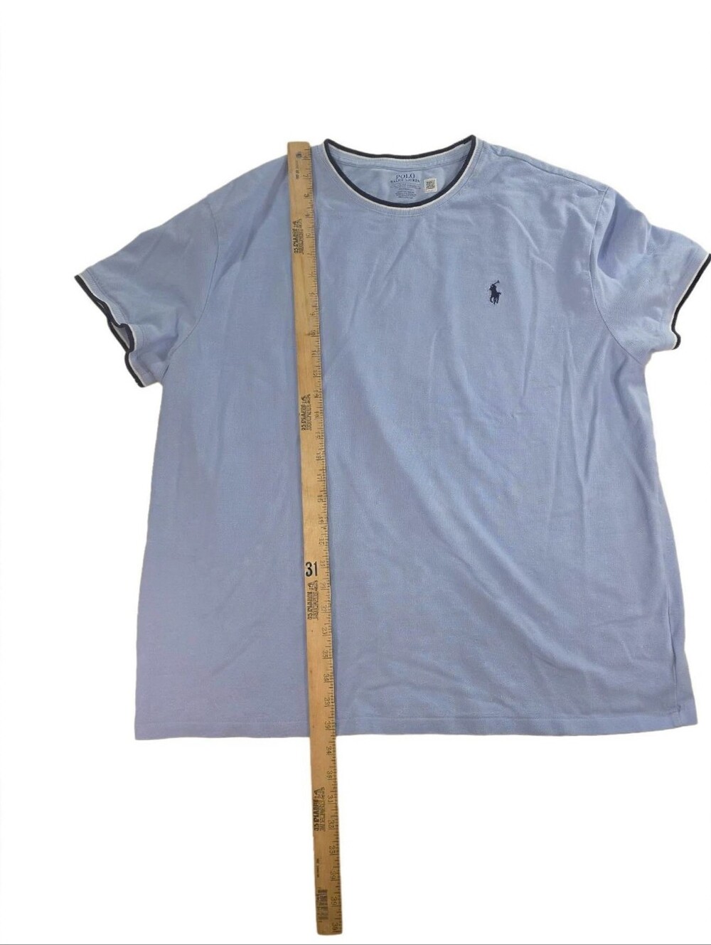 Polo Ralph Lauren XL Classic Fit Light Blue Ringer Tee Pony 95% Cotton - Picture 5 of 6